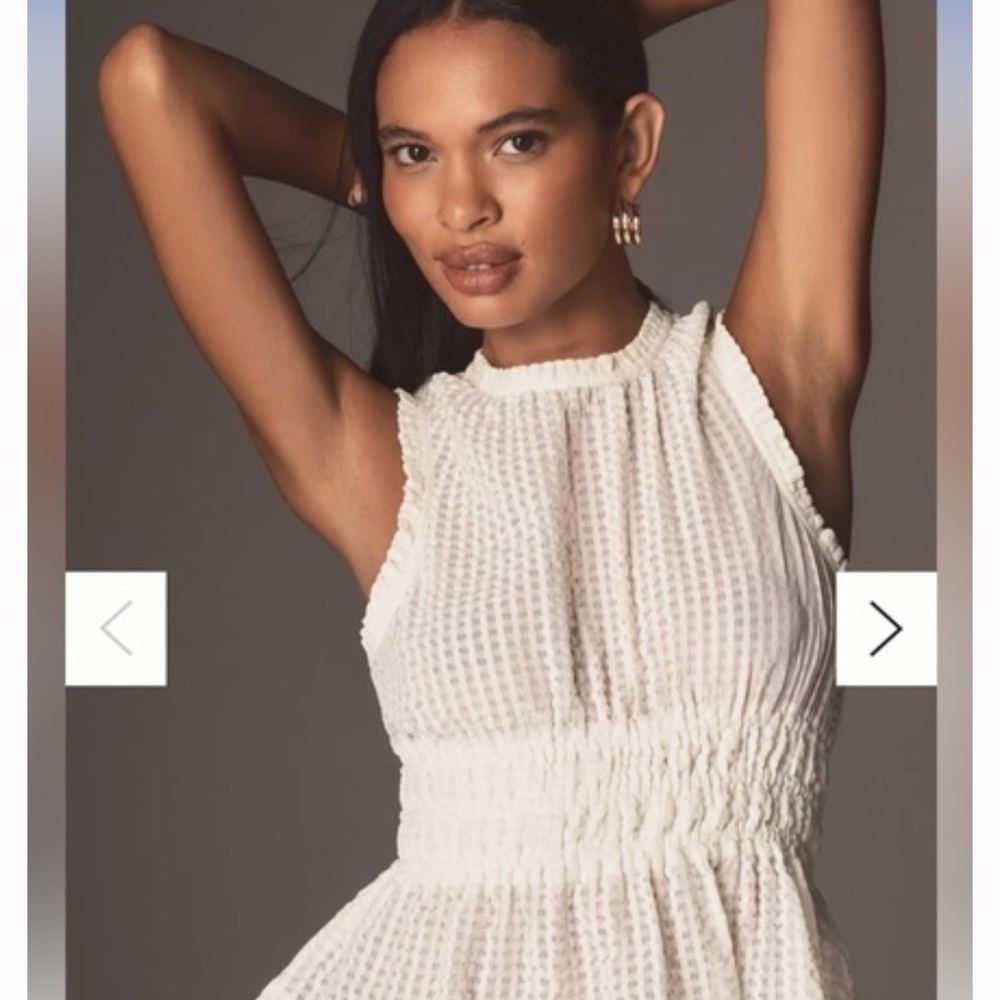 NWT Anthropology Maeve Cream Smocked Halter Top